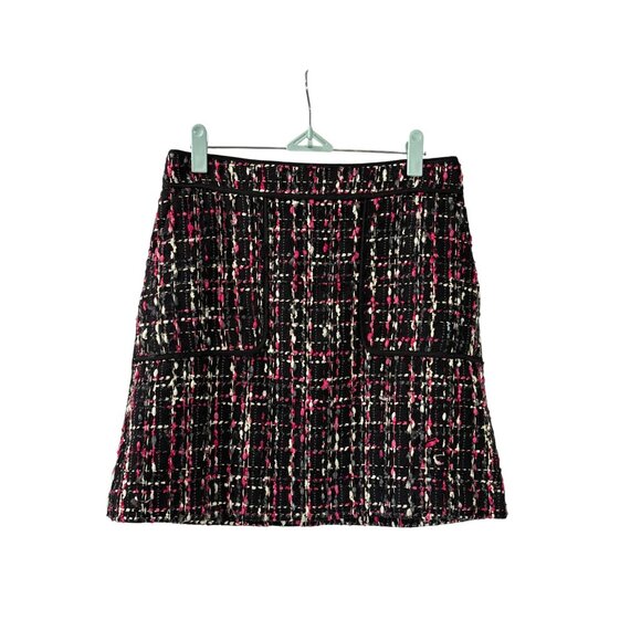 LOFT Dresses & Skirts - LOFT Womens Tweed Mini Skirt Black Pink White Grey Silver Textured Size 0 Lined